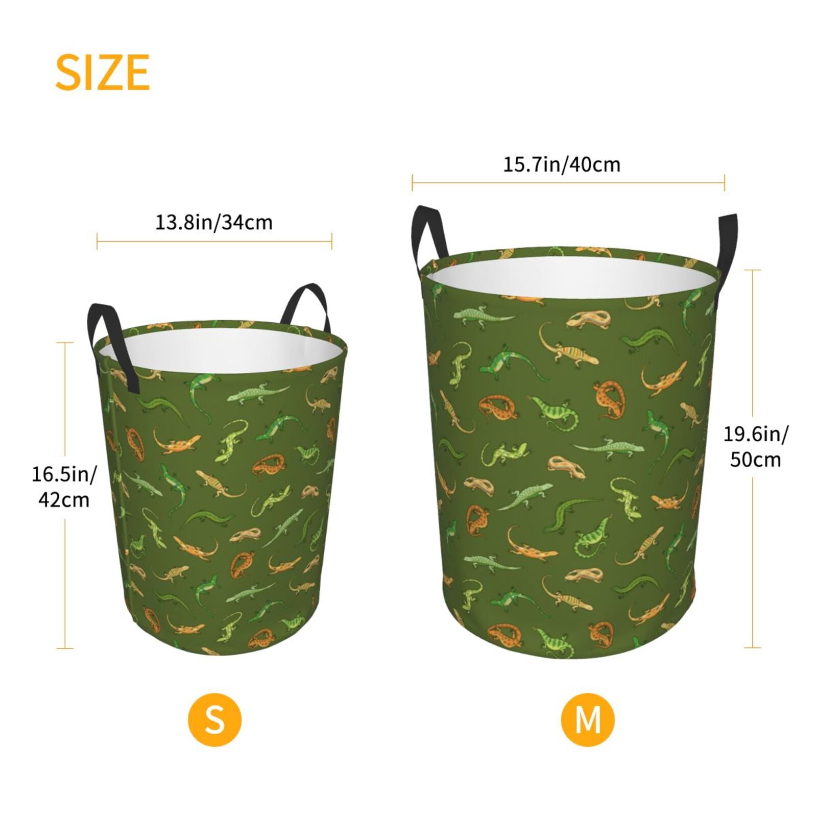 Large Laundry Basket with Handles - Colorful Cute Lizard_B Kids Baby Dirty Clothes Laundry Hamper for Bedroom Aesthetic
