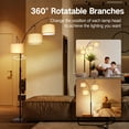 thumbnail image 2 of OUTON 3 Light Floor Lamp,  80" Mordern Standing Lamp with Linen Lamp Shade, Arc Floor Lamp for Living Room, Bedroom, Office, 3 Bulbs Includes(Brown)), 2 of 7