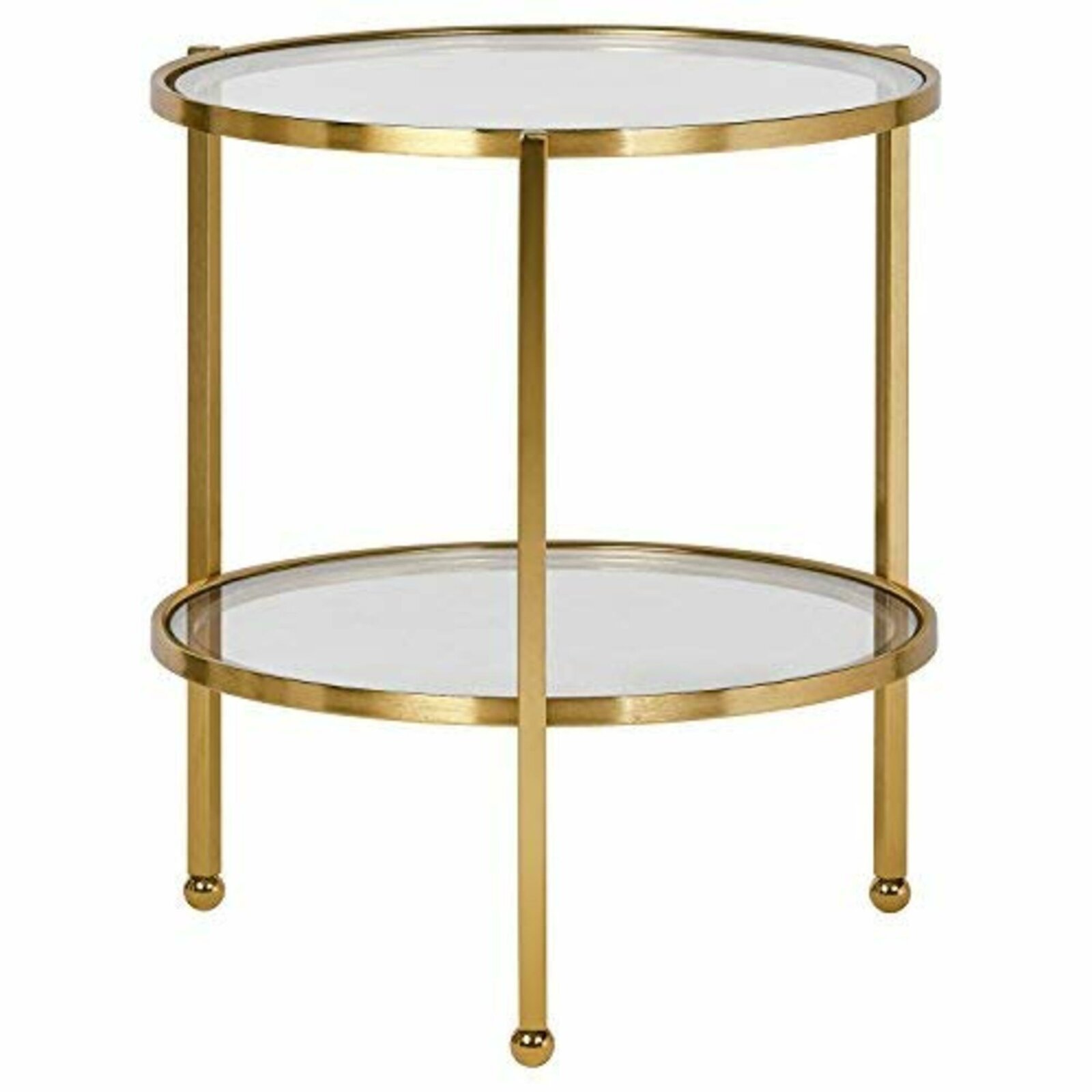 Glass Top 3 Legs End Table with Storage, Adult Assembly Required No