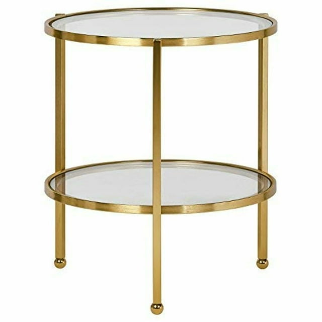 Glass Top 3 Legs End Table with Storage, Adult Assembly Required No