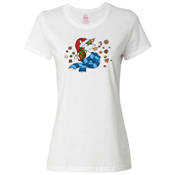 Inktastic Cute Christmas Unicorn with Cookies Women's T-Shirt