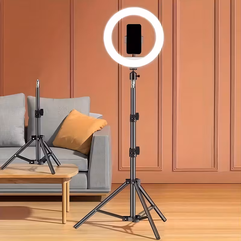 thumbnail image 1 of Luz de anillo de selfie de 10 pulgadas con soporte de trípode, luz circular led, con un trípode flexible y soporte de teléfono, 1 of 1