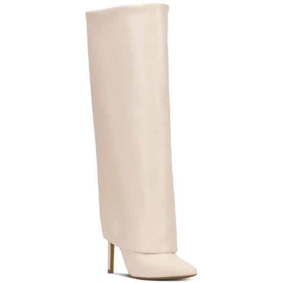 I.N.C. International Concepts Skylar Wide Calf Cuff Boots Off White Smooth 7M WC