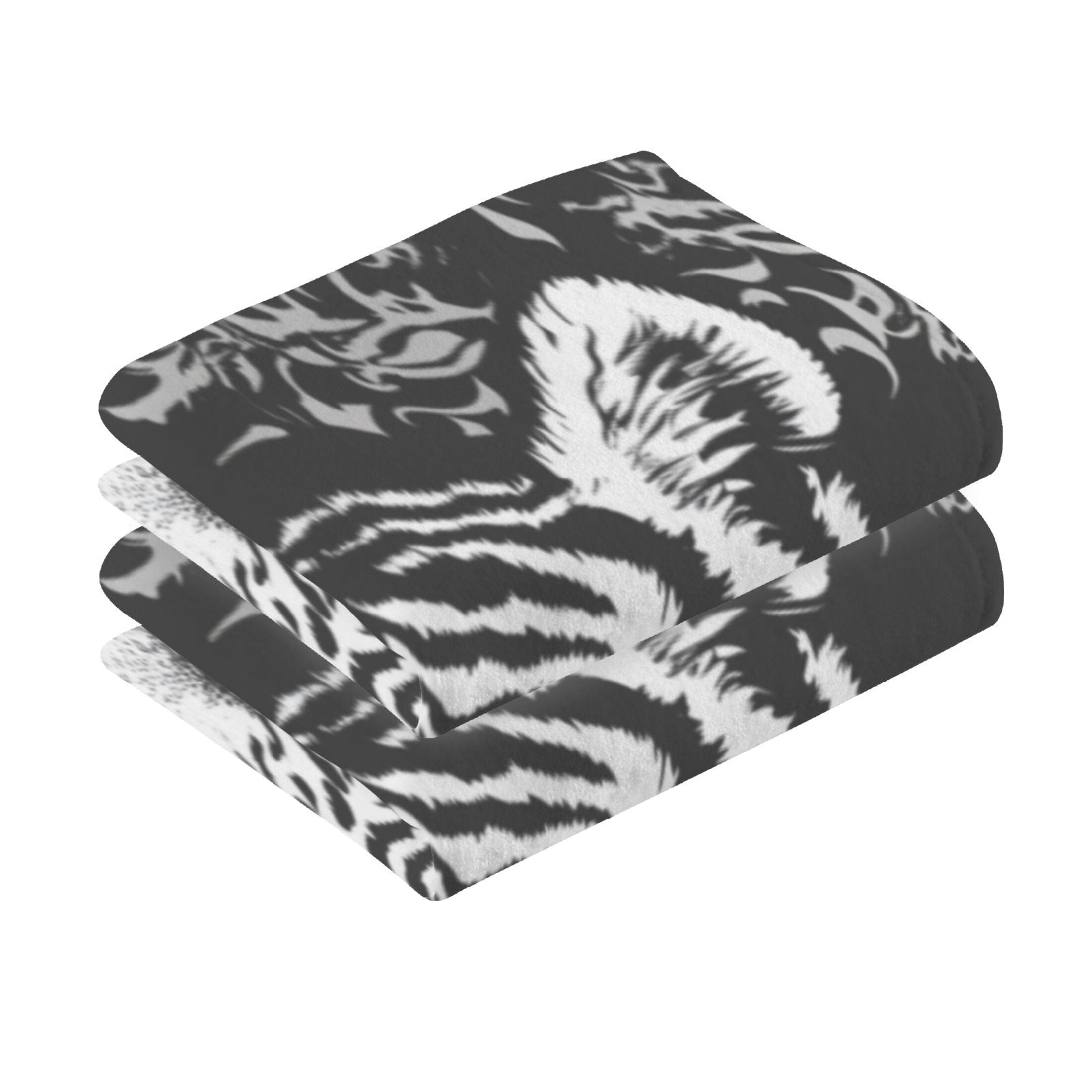 Cotton Towel Two-Piece 16x28 Inch One Sizex2 Face Towel Set Towel Set Cotton Hand Bath Towel Bathroom Beach Black and White Cartoon Tiger