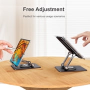 KEXIN Tablet Stand Holder with 360° Rotating Base, Universal Foldable Adjustable Aluminum Alloy Phone Stand for Desk Compatible with iPad, Samsung Galaxy Tab, Black