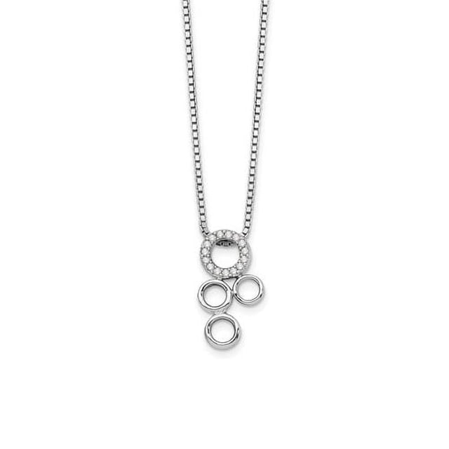 925 Sterling Silver 18 Inch Diamond Circles Slide Pendant Necklace 2 Extender Charm Fancy