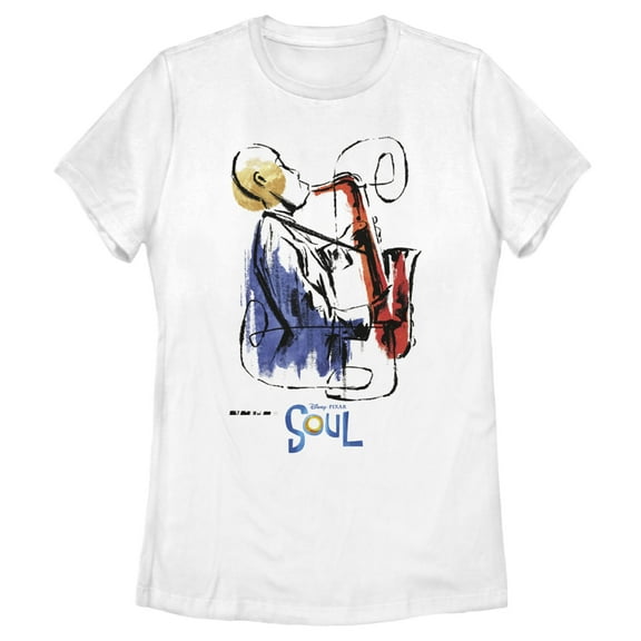 Women's Soul Watercolor Saxophonist Graphic Tee White X Large