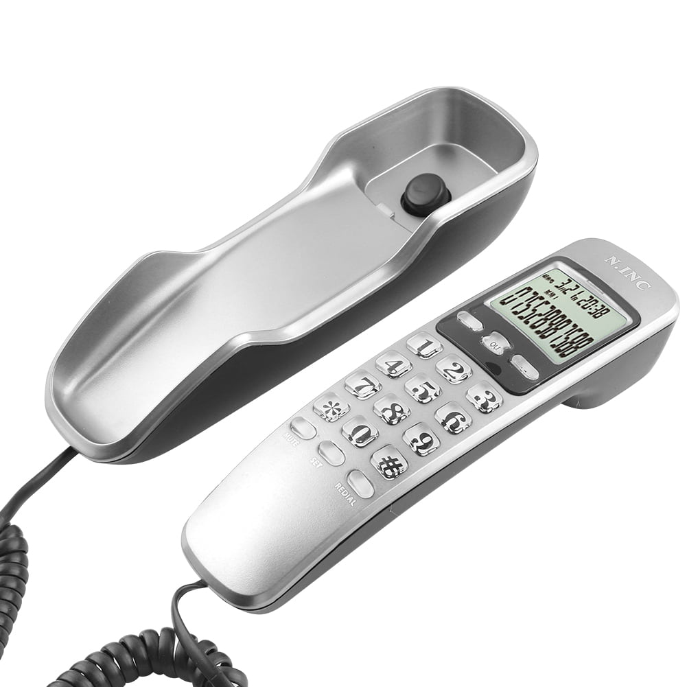 Mini Wall Telephone Home Office Hotel Incoming Caller ID LCD Display Landline Phone Color : White