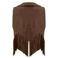 thumbnail image 5 of OGLCCG Girls Sleeveless Fringe Suede Vests Suede Open Front Cardigan Vest Sleeveless Cowgirl Western Tassel Jacket Hippie Party Size 3-12, 5 of 6