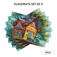 thumbnail image 3 of Placemats Set of 4 / 6, Whimsical Treehouse Painting Placemats for Dining Table Indoor/Outdoors Heat Resistant Washable Placemats 18" x 12", 3 of 8