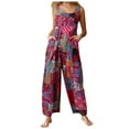 thumbnail image 2 of LSLJS Combinaison Pantalon Ethnique pour Femmes, Mode, Patchwork, Vintage, Imprimée, à Boutons, à Bretelles, 2 of 6