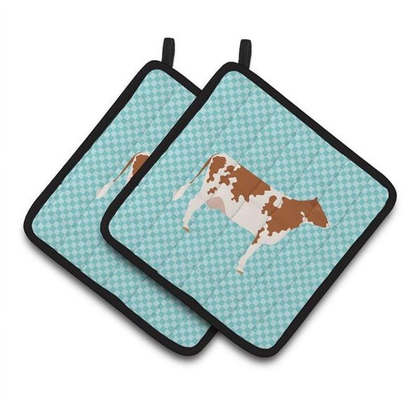 Ayrshire Cow Blue Check Pair of Pot Holders