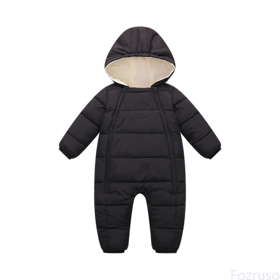 Fozruso Winter Baby Boys Girls Fleece Lined Thickened Romper Jumpsuit With Hood Infant Toddler Outfit Warm Soft Playwear Boys Rompers Sizes 0-3 Months