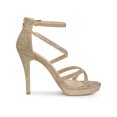 thumbnail image 3 of BLISSFUL STEP Women Glitter Platform Strappy Stiletto Heel Sandals, 3 of 6