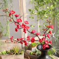 thumbnail image 2 of Rama de cerezo artificial de 93 cm con ciruelo primaveral y flor de melocotón, decoración de flores de seda Rosa roja, 2 of 9