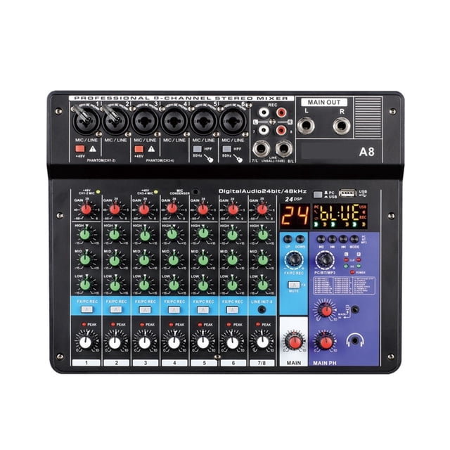 Mixeur Portable Professionnel 8 Canaux Console de Mixage Sonore Entrée Informatique 48v Numéro de Modèle de Puissance, Facile à Utiliser