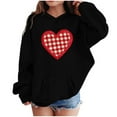 thumbnail image 2 of Girls Valentine's Day Hoodie with Heart Pocket Cute Kids Sweatshirt for Girls Valentine Outfit Black,Size 11-12 T, 2 of 5