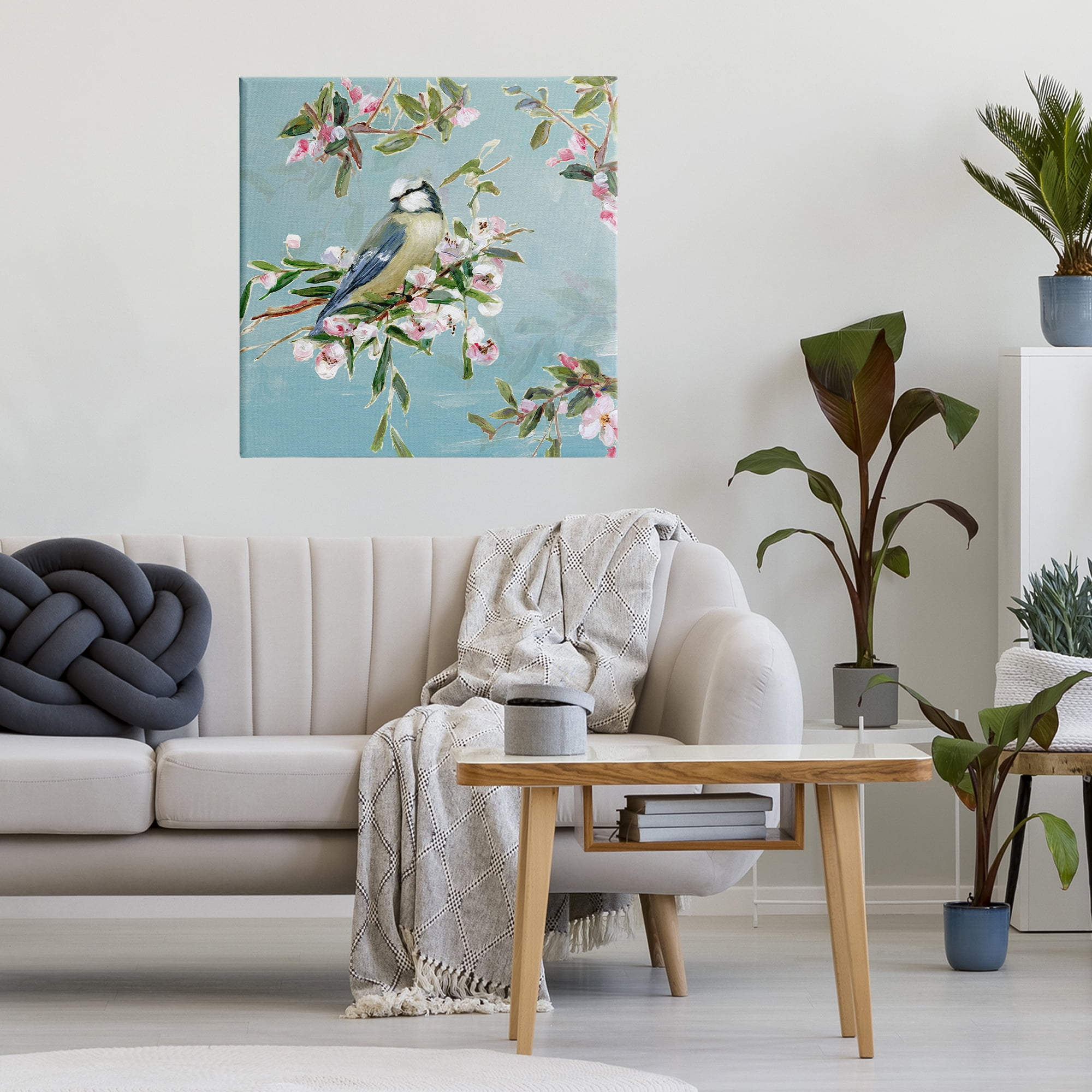 Stupell Industries Songbird Perched on Blooms Canvas Wall Art, design by Sally Swatland