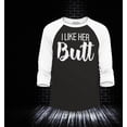 thumbnail image 2 of Shop4Ever Men's I Like Her Butt I Like His Beard Couples Matching Raglan Baseball Shirt Small Black/White, 2 of 4
