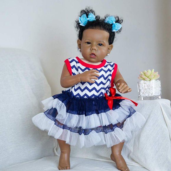 Muñeca Reborn Rebornova Black Girl de 51 cm con cuerpo suave