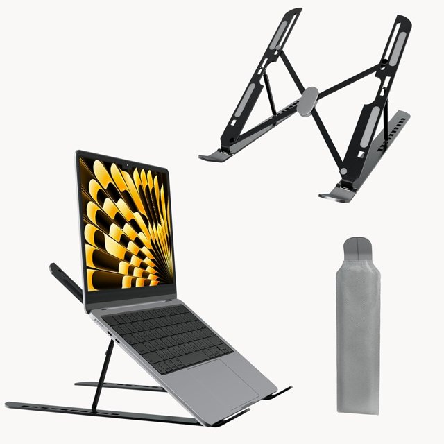 xianyou-Portable Laptop Stand 10-Level Adjustable Notebook Computer Holder Ventilated Heat Dissipation Foldable Compatible with All MacBook HP Dell Lenovo iPad Tablet Accessory (8-16”) (Black)