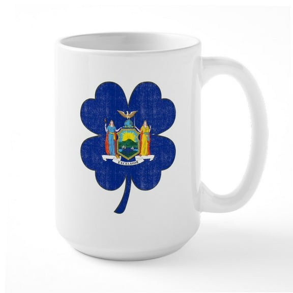 CafePress - New York Clover Flag Large Mug - 15 oz Ceramic Large White Novelty Mug