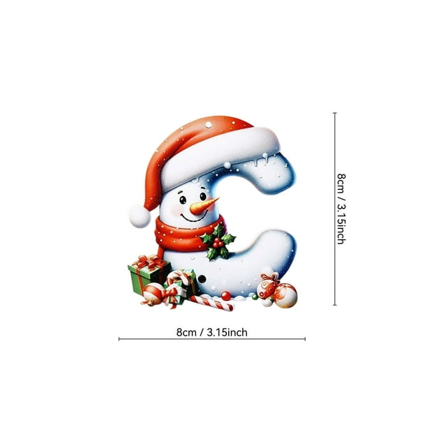 Adornos navideños colgantes de acrílico 2D con forma de muñeco de nieve y letras, para festivales navideños, para árbol de Navidad, para jardín y Halloween.
