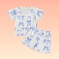 thumbnail image 4 of Familia Calcetines Que Coinciden con los Conjuntos de Verano de Moda Casual Lindo de Manga Corta con Estampado de Arco Y Pantalones Deslumbrados Dos Piezas de Conjunto de Traje de Niña Bebé, 4 of 6