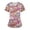 Light pink, variant on Women's Plus Size Printed V-Neck Scrubs for Women with Pockets, Colorful Animal & Floral Pattern Scrub Set for Healthcare Workers,Black L