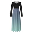 thumbnail image 5 of Kaemgyyd Fall Dresses for Women Casual Long Sleeve Loose Maxi Dresses Fashion Gradatio Crewneck Pleated Flowy Dresses, 5 of 5