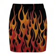 thumbnail image 2 of Flame Print Bodycon Mini Skirt Multicolor Womens Casual Streetwear, 2 of 3