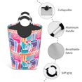 thumbnail image 4 of XMXT Collapsible Laundry Basket Hamper, Cartoon Colorful Graffiti Large Laundry Bag Clothes Hamper with Aluminum Handle, 50L, 4 of 7