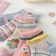 thumbnail image 4 of JUNWELL 5 Pairs Of Interesting And Personalized Cartoon Letter Stripe Grid Apple Little Girl Pattern Fashionable All-Match Kids Socks Daily Short Mesh Socks, 4 of 7