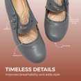 thumbnail image 3 of Chase & Chloe Women's Vintage Mary Jane Low Heel Pumps - Classic Scalloped Edge Dress Shoes with Button Detail, 3 of 5