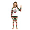 thumbnail image 2 of Yuaguia Family Matching Christmas Pajamas Set, Long Sleeve Raglan Top and Pants Holiday Sleepwear, Green Festive Loungewear, Xmas Gifts Pjs for Party Photo, Kids 2 Years, 2 of 7