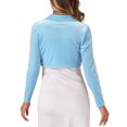 thumbnail image 3 of INSPIRE CHIC Boléro Court en Velours à Col à Revers Ouvert à Manches Longues pour Femme Bleu Pâle TP, 3 of 4
