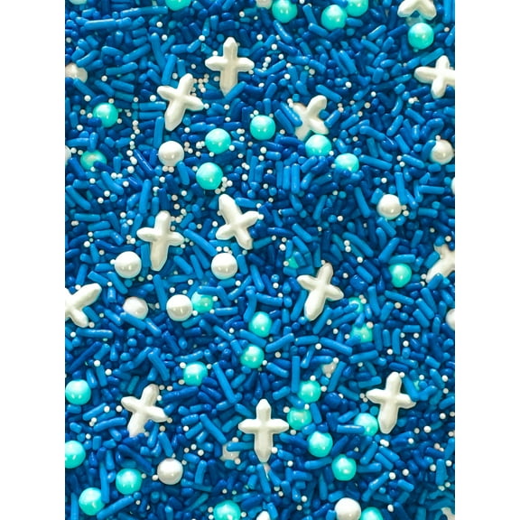 Sprinkle Deco® Christening Religious Blue Edible Decoration Confetti Sprinkles Cake Cookie Cupcake IceCream Donut Quins 6oz