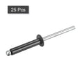 thumbnail image 3 of Uxcell 4mm x 20mm Aluminum Open End Flat Round Head Blind Rivets, Black 25 Pack, 3 of 5