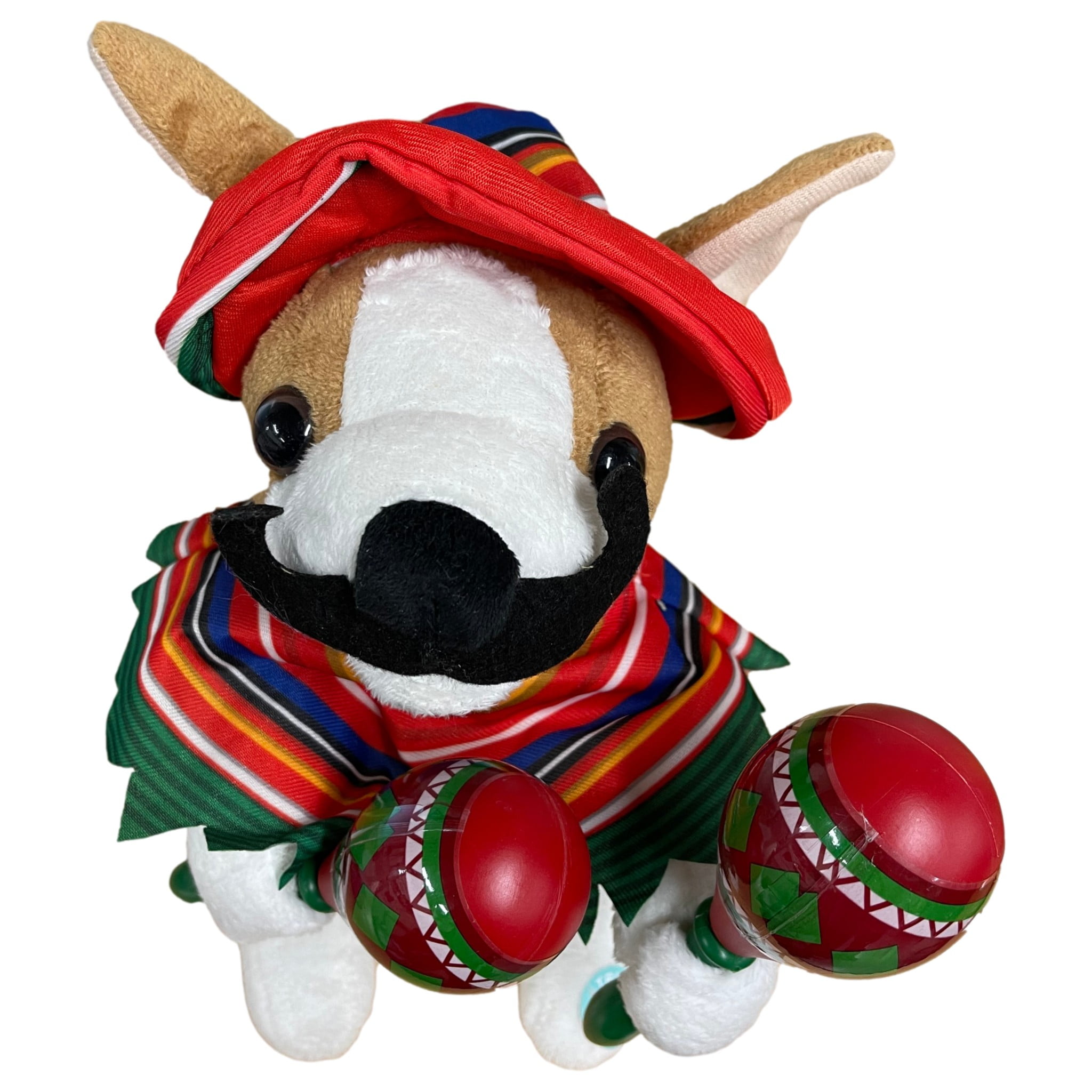 Animated Mariachi Puppy Dog Singing Macarena Plush Maracas Poncho Christmas NWT 