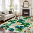 thumbnail image 2 of Large Area Rugs for Living Room Bedroom, St. Patrick's Day 6'x9' Rug Washable Carpet Runner Indoor Outdoor, Green Lucky Leaves Botanical Plants Non Slip Floor Mats Rug for Kitchen, Playroom, 2 of 8
