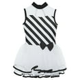 thumbnail image 6 of Aislor Girls Mock Neck Tutu Dress Ballet Dance Leotard Ballerina Striped Christmas Costume Size 6-16 Black 8, 6 of 7