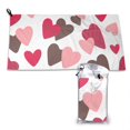 thumbnail image 1 of YFYANG Adult Microfiber Portable Travel Towel, Vintage Heart Texture Quick Dry Towel with Hiking Buckle PVC Pouch, 16" x 31.5", 1 of 6