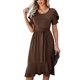 thumbnail image 5 of Vestido De Mujer, Vestido De Manga Corta, Jersey De Color Sólido, Corbata De Cintura Falbala Para Fiesta ANGGREK Otros, 5 of 5