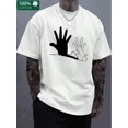 thumbnail image 1 of Orientación Loai, Estampado gráfico de sombra de mano de conejo, Camiseta boutique de algodón grueso de 220 g, Camiseta informal de algodón para hombre, Camiseta de manga corta con cuello redondo, Cam, 1 of 3