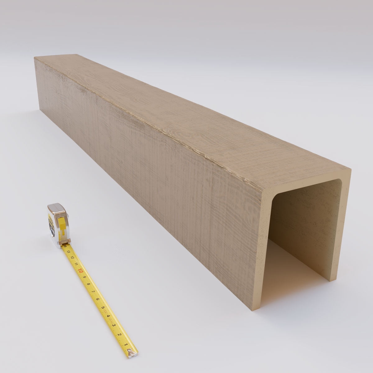 Ekena Millwork 3 1/2"W x 3 1/2"H x 144"L 3-Sided (U-Beam) Rustic Sawn HeritageTimber Faux Wood Ceiling Beam, Natural White Oak