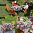 thumbnail image 4 of Independence Day Gnomes Round Tablecloth for 36-44 Inch Tables, Fitted Table Cover with Elastic Edge, Red Blue Floral Gray Wood Waterproof Outdoor Table Cloth Protector for Patio Garden Dinner Picnic, 4 of 9
