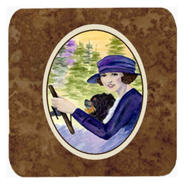Carolines Treasures SS8538FC Lady Driving With Her Pomeranian Foam Coasters- Set Of 4