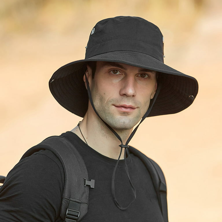 Rave Hat Mens Summer Protection Breathable Fisherman Cap Foldable Bucket Hat  Floppy Hat Black