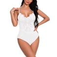 thumbnail image 2 of Mujer Encantadora Body Lencería Ropa interior de encaje Perspectiva Ropa de dormir, Blanco, L Methold XX000205-07, 2 of 7