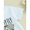 thumbnail image 6 of Suealasg Toddler Boys Summer Outfits Clothes 6M 1T 2T 3T Round Neck Short Sleeve Letter Star Print Tops + Elastic Waist Shorts 2Pcs Causal Clothing for Baby Boys, 6 of 9